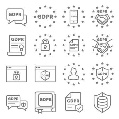 GDPR Data Privacy vector icon set