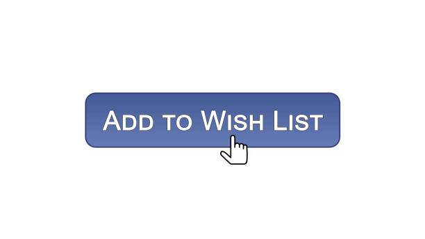 ilustrações de stock, clip art, desenhos animados e ícones de add to wish list web interface button clicked with mouse cursor, violet color - auction interface icons push button buy