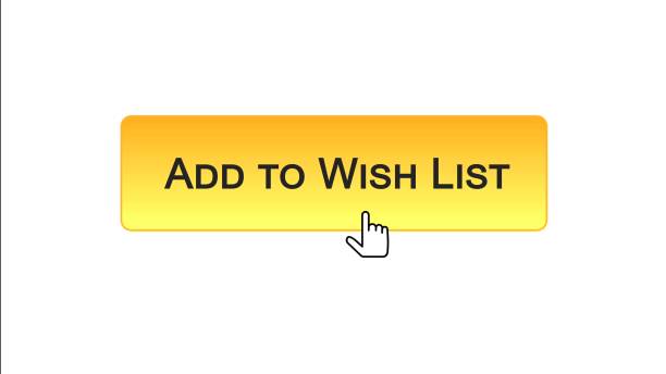 ilustrações de stock, clip art, desenhos animados e ícones de add to wish list web interface button clicked with mouse cursor, orange color - auction interface icons push button buy