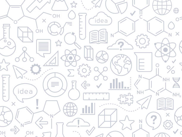 Technology and Science Innovation Background Seamless information, tech, innovation, ideas and data planning background. gears icon white stock illustrations