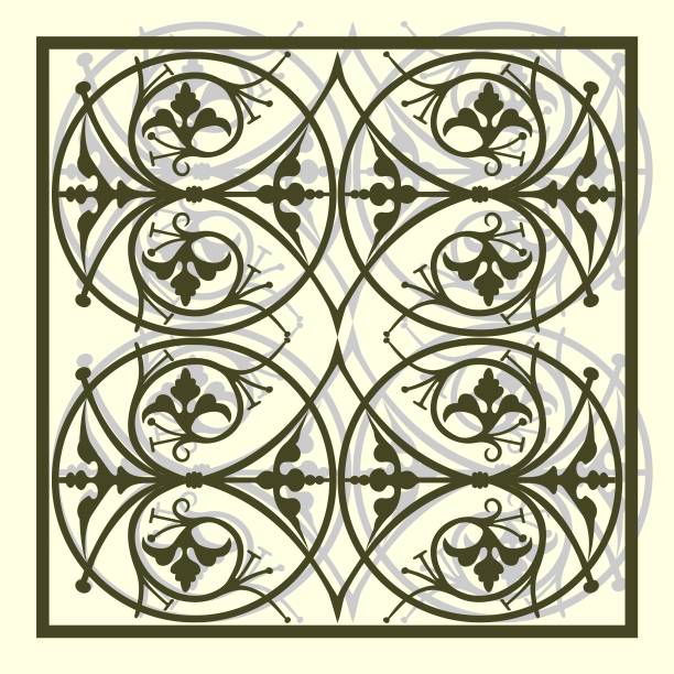 istock Decorative lattice, with floral ornament, and volutes 948623652