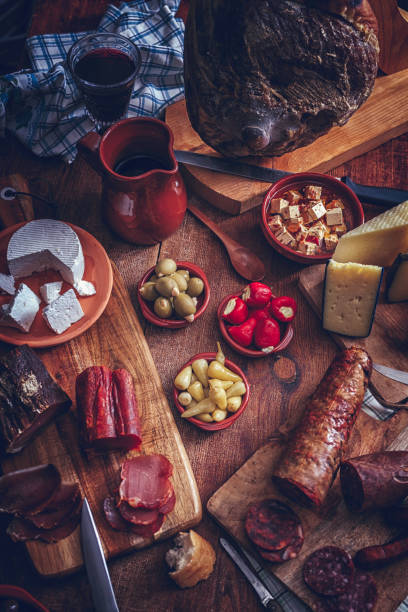 istock Variation of Spanish Appetizer Good Quality Cheese, Olives and Filled Bell Pepper 948628236