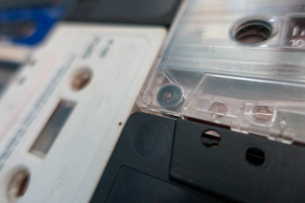 istock Old cassette tapes with a wooden background 948628684