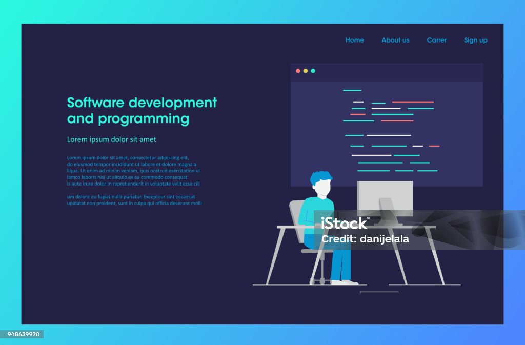Software Development And Programming Programmer Work On Program Code ...