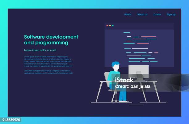 Software Development And Programming Programmer Work On Program Code ...