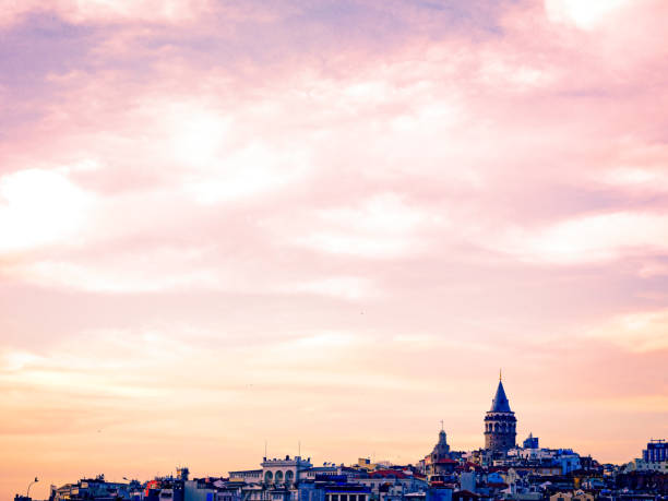 Galata Tower view at sunset in Istanbul