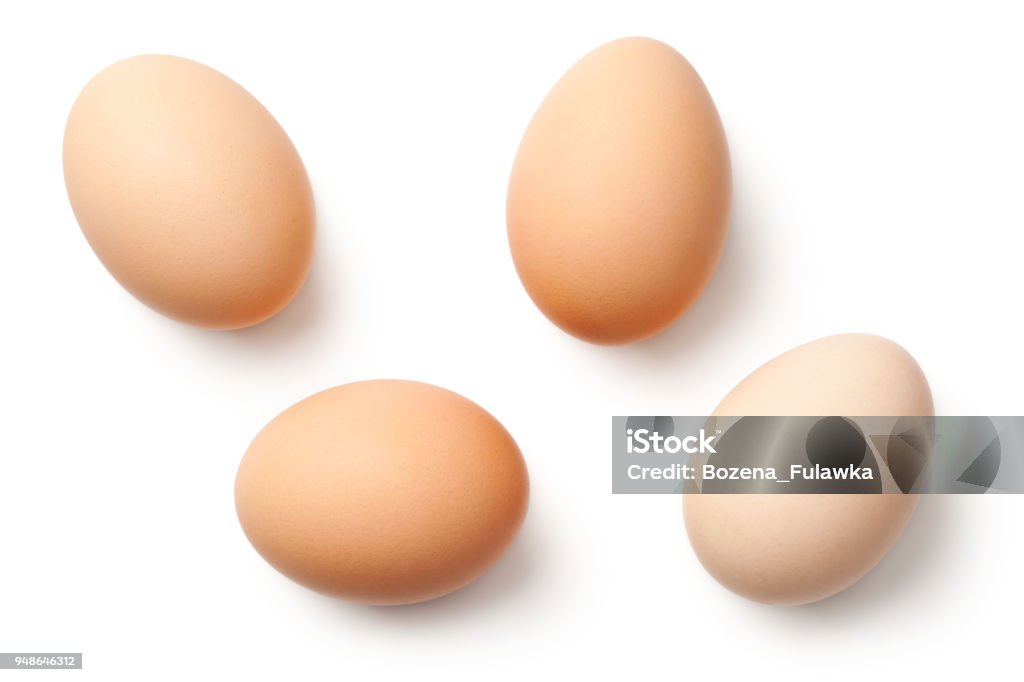 Eggs Isolated on White Background Eggs isolated on white background. Top view Animal Egg Stock Photo