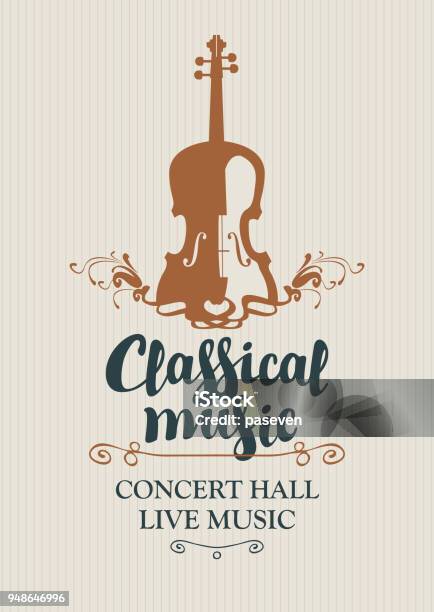 Poster For Concert Of Classical Music With Violin Stock Illustration - Download Image Now - Orchestra, Classical Music, Cello