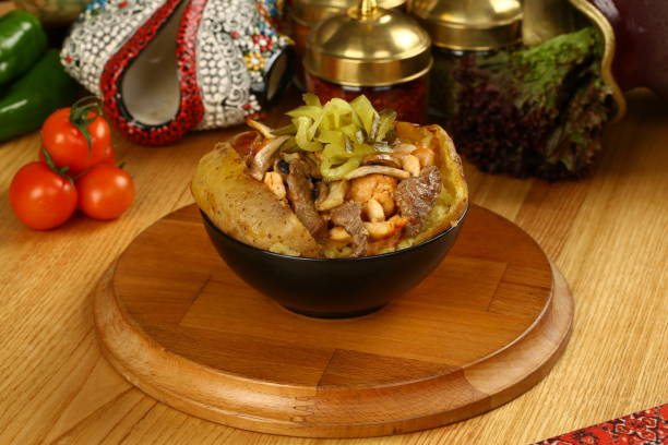 istock Baked potato kumpir with meat 948648258