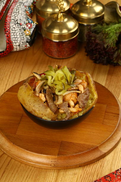 istock Baked potato kumpir with meat 948648340
