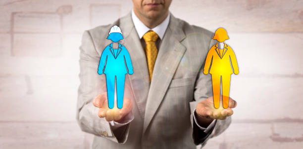 istock Mediator Equating Female Blue And White Collars 948651712