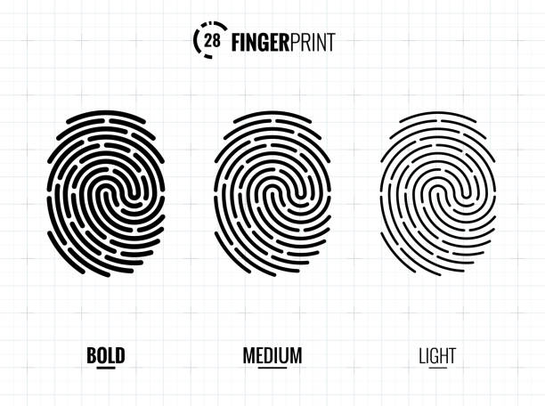 ilustrações de stock, clip art, desenhos animados e ícones de fingerprint scan icons - fingerprint