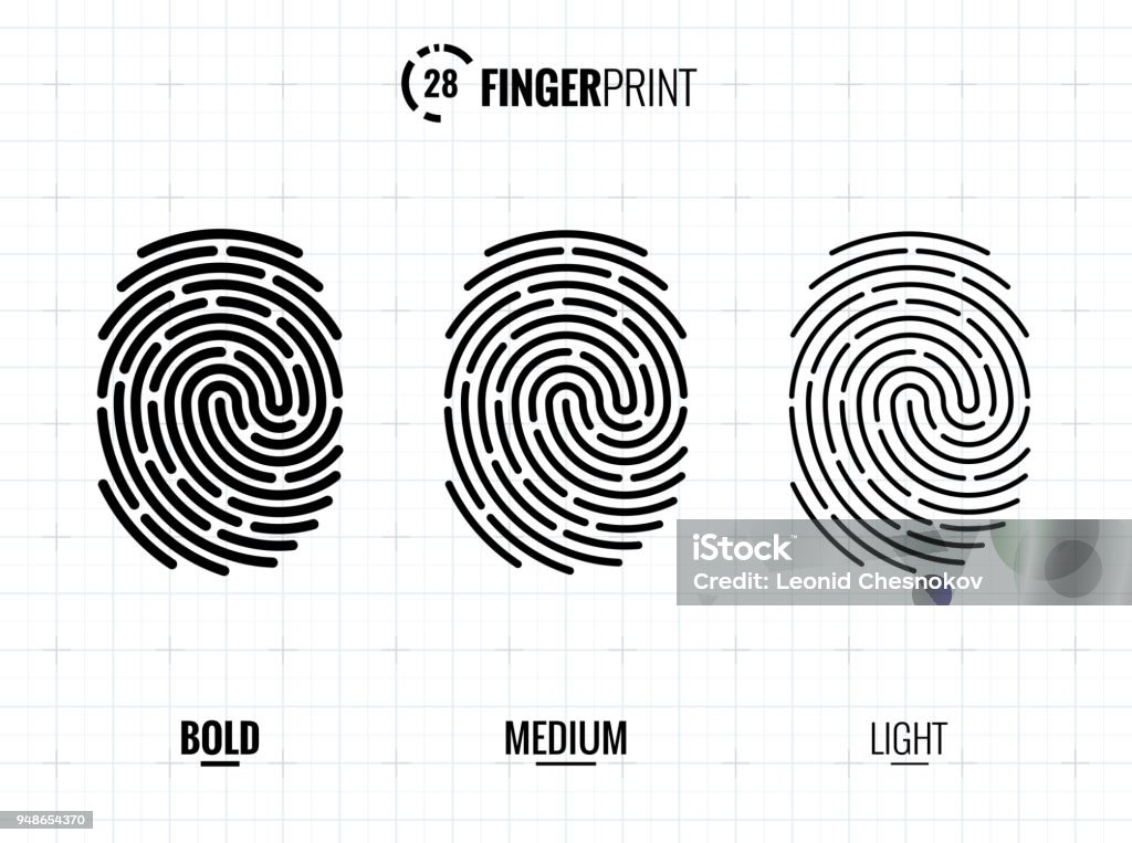 Fingerprint Scan Icons Digital vector fingerprint scan icons in 3 different sizes of thickness Fingerprint stock vector
