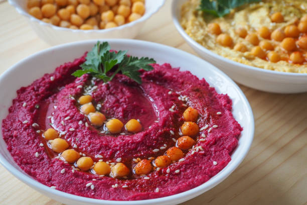 istock Dishes of chickpeas. Hummus. Lean middle Eastern cuisine. 948654820
