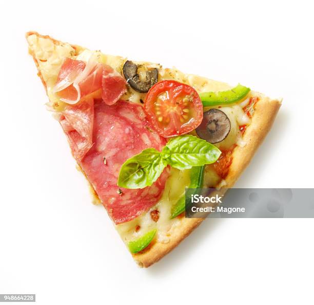 Photo libre de droit de Tranche De Pizza banque d'images et plus d'images libres de droit de Pizza - Pizza, Aliment en portion, Fond blanc