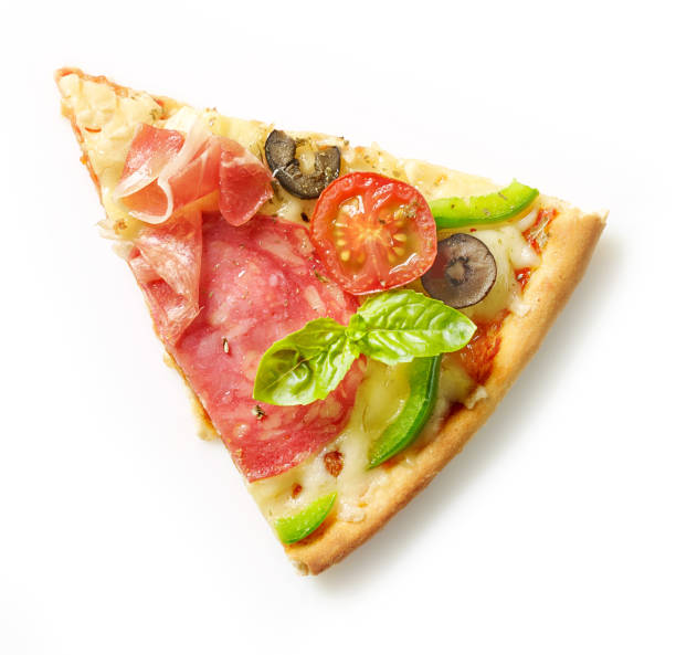 fetta di pizza - pizza cheese portion mozzarella foto e immagini stock