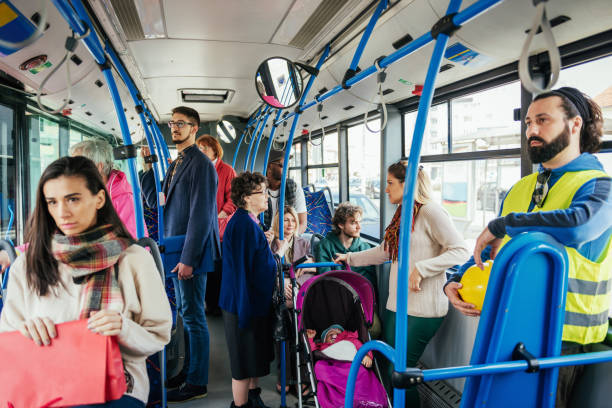 istock Neighbors meet in the bus 948675780