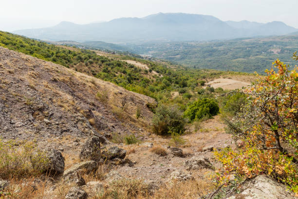 istock Panorama view from famous Ghost Valley with strangely shaped rocks. Demerdji mountains. Crimea, Russia. 948683464