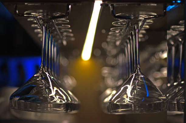 istock Rows of hanging Champagne glasses 948693364