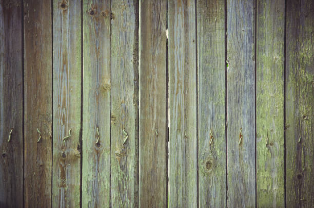 istock Old green wood background, vertical stripes and old bent nails 948694670