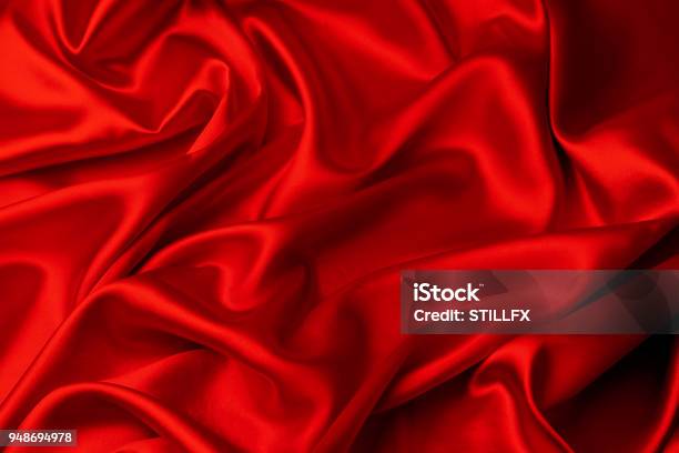 Red Silk Fabric Stock Photo - Download Image Now - Red, Silk, Textile