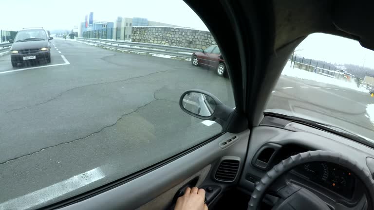 POV Crashing into the car in front in the crossroad