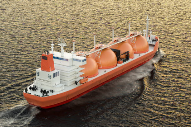 istock Gas carrier, gas tanker sailing in ocean. 3D rendering 948709310