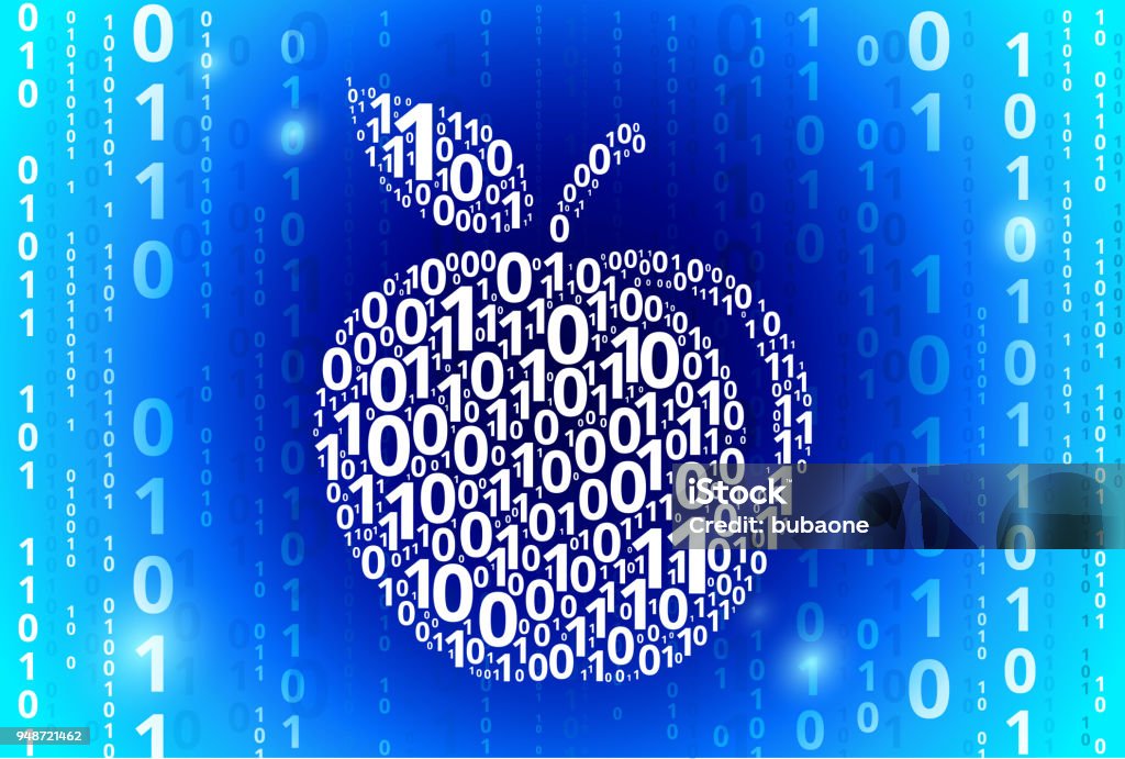 Apple Binary Code Blue Vector Pattern Background Stock Illustration ...