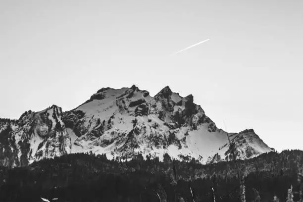 swiss alps  mountains in black and white