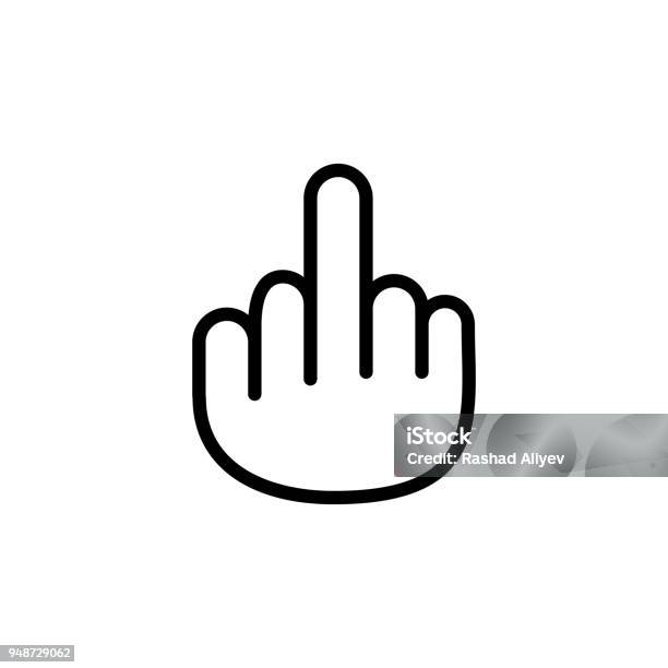 Hand With Middle Finger Icon Element Of Minimalistic Icons For Mobile Concept And Web Apps Thin Line Icon For Website Design And Development App Development Stock Illustration - Download Image Now