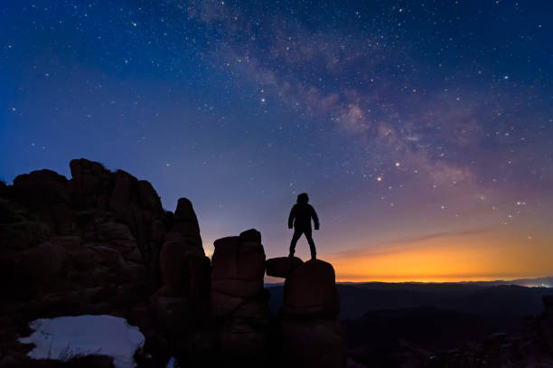istock A person is standing next to the Milky Way galaxy. 948737310