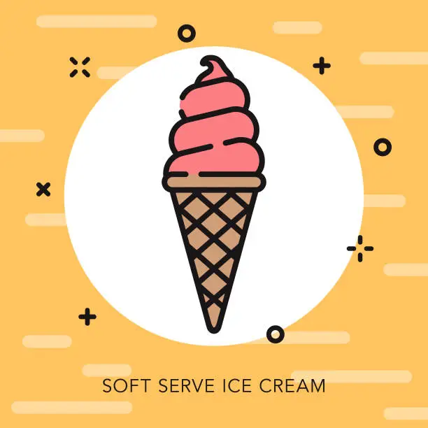 Vector illustration of Ice Cream Open Outline Fast Food Icon