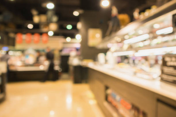 istock Abstract supermarket grocery store blurred defocused background with bokeh light 948751904