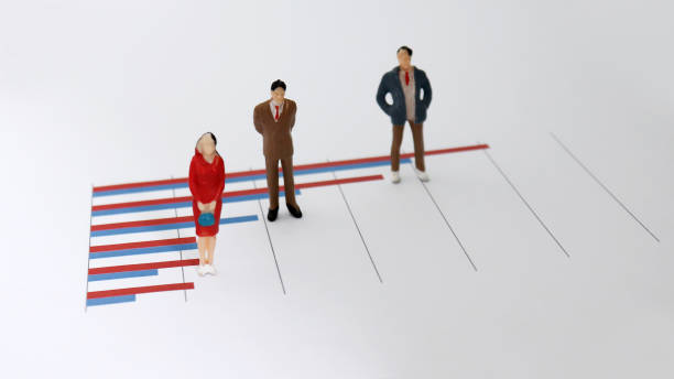 istock Miniature people standing on a bar graph. Numerical value and people's relationship concepts. 948757030