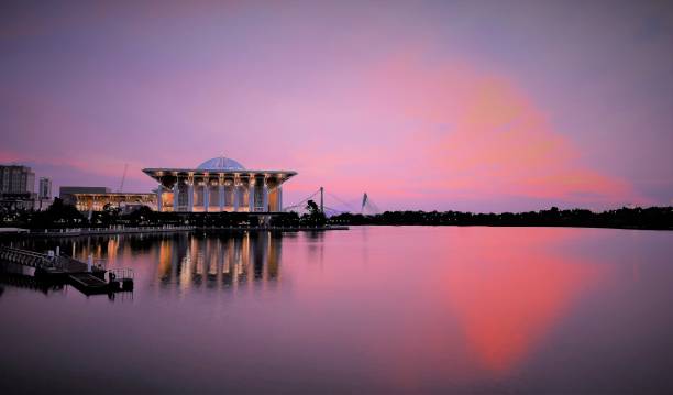 Dramatic and beautiful view over Sultan Mizan Mosque (Masjid Besi) in Putrajaya, Malaysia