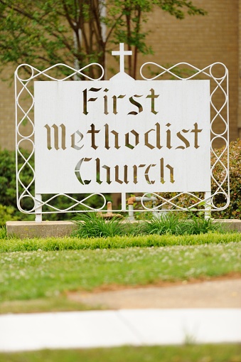 British Methodist Sign First Methodist Church Sign Stock Photo - Download Image Now - Building ...