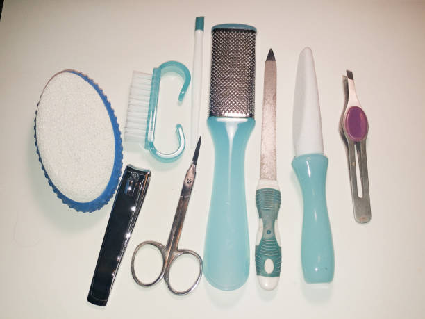 istock Beauty care pedicure tools, products, isolated on a white background. 948776092
