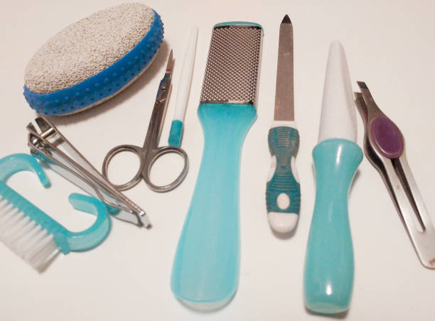 istock Beauty care pedicure tools, products, isolated on a white background. 948776148