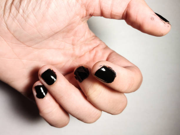 istock Black Manicure, Pedicure at home, missed the fingernails, mess. 948781926