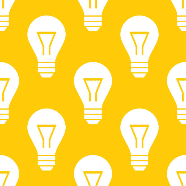 Lightbulb Pattern Vector illustration of lightbulbs in a repeating pattern against a yellow background. tungsten image stock illustrations
