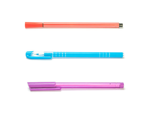 istock Closeup colorful pens isolated on white background 948782338