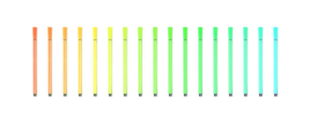 istock Closeup colorful pens isolated on white background 948782618