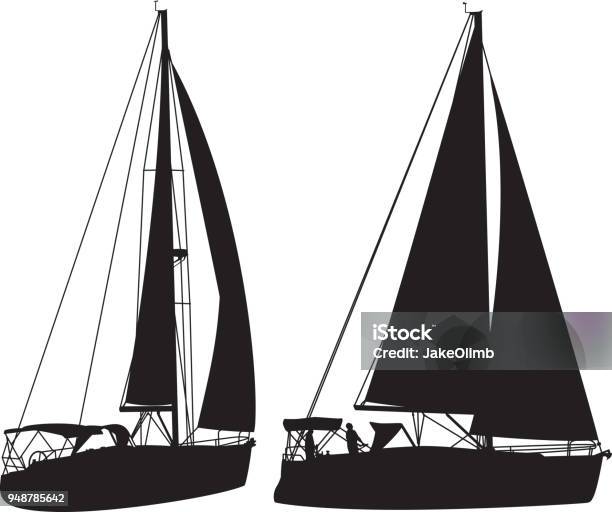 Sailboat Silhouettes Stock Illustration - Download Image Now - In Silhouette, Sailboat, Sailing Ship