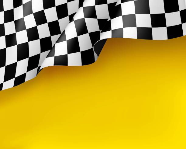 symbol wyścigi płótno realistyczne żółte tło - checkered flag auto racing flag sports race stock illustrations