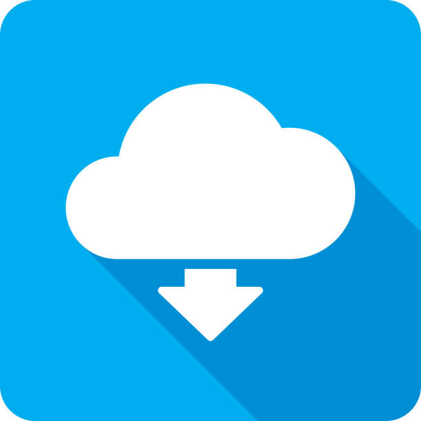 ilustraciones, imágenes clip art, dibujos animados e iconos de stock de nube descargar icono silueta - sharing file upload text messaging