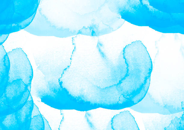 istock Light blue water color patches graphic brush strokes design effect element for background 948794200