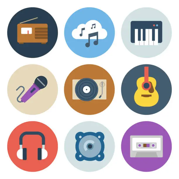 Vector illustration of Music Icons  — Circle Series