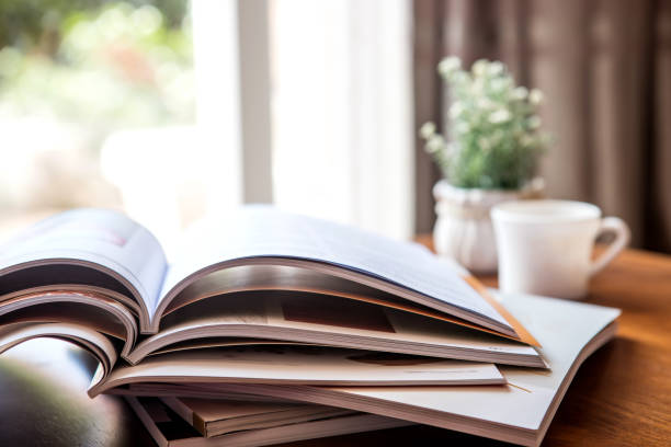 istock selective focus of  stacking magazine place on table in living room 948797338