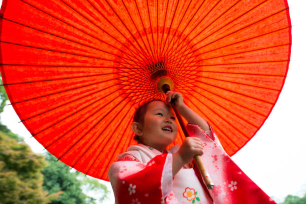 Little girl in Japanese style clothes