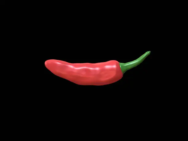 3d red chili pepper cartoon style black background 3d rendering